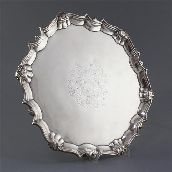 A George II silver salver by Robert Abercrombie, 32 oz.